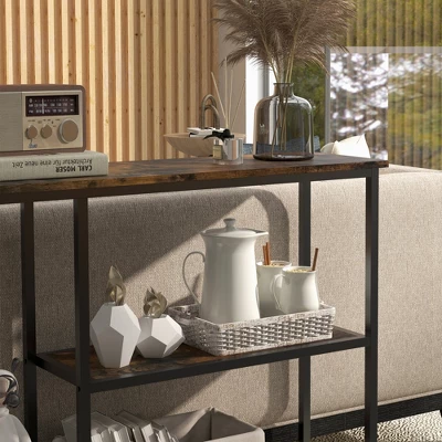 HOMCOM 39" Console Table, Modern Sofa Table With 2 Storage Shelves, Steel Frame, Narrow Entryway Table For Hallway - Image 4