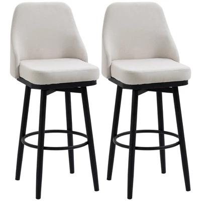HOMCOM Extra Tall Bar Stools Set Of 2, Modern 360° Swivel Barstools, Dining Room Chairs With Steel Legs And Footrest - Image 8