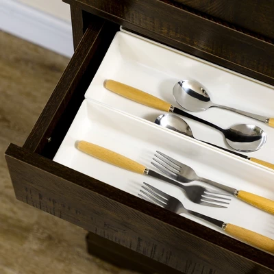 HOMCOM 72" Farmhouse Kitchen Pantry, 4-Door Rustic Storage Cabinet With Drawer And 3 Shelves, Walnut - Image 4