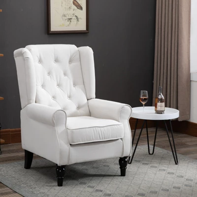HOMCOM Button-Tufted Accent Chair With High Wingback, Rounded Cushioned Armrests And Thick Padded Seat - Image 2