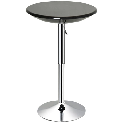 HOMCOM 24.5" Round Cocktail Bar Table Metal Base Tall Bistro Pub Desk Adjustable Counter Height Black Silver - Image 3