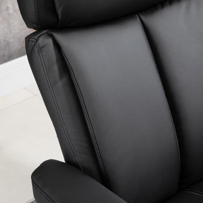 HOMCOM Recliner Chair With Ottoman, 360° Swivel Reclining Chair With Wood Base And Matching Footrest, Black - Image 4