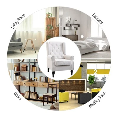 HOMCOM Button-Tufted Accent Chair With High Wingback, Rounded Cushioned Armrests And Thick Padded Seat - Image 5