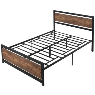 HOMCOM Full Platform Bed Frame With Headboard & Footboard, Strong Metal Slat Support Full Bed Frame W/ Underbed Storage Space, No Box Spring Needed - Image 3