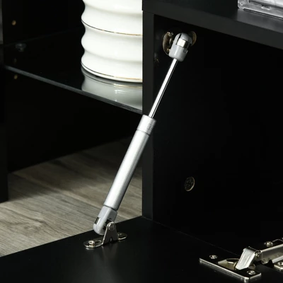 HOMCOM High Gloss TV Stand Cabinet With Remote Controlled LED Lights, Media TV Console Table With Storage Compartment For TVs Up To 65", Black - Image 5