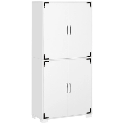 HOMCOM Industrial Style 4-Door Cabinet Pantry Cupboard With Storage Shelves For Bedroom And Living Room - Image 7