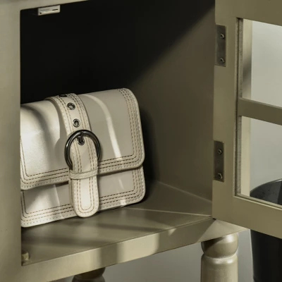 HOMCOM Vintage Console Table With 2 Drawers And Cabinets, Retro Sofa Table For Entryway, Living Room And Hallway, Light Gray - Image 5