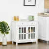 HOMCOM Sideboard Buffet Cabinet, Storage Cabinet Cupboard Table With Glass Doors, Adjustable Shelf Cabinet And 2 Drawers For Kitchen