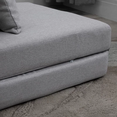 HOMCOM Convertible Flip Chair, Floor Lazy Sofa, Folding Couch Bed With Adjustable Backrest, Metal Frame And Pillows, Living Room Bedroom - Image 4