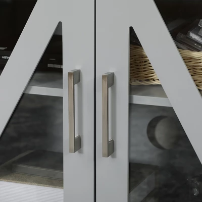 HOMCOM TV Cabinet Stand For TVs Up To 58", Entertainment Center With Adjustable Shelves, 4 Glass Doors And 4 Cable Holes For Living Room, Gray - Image 5